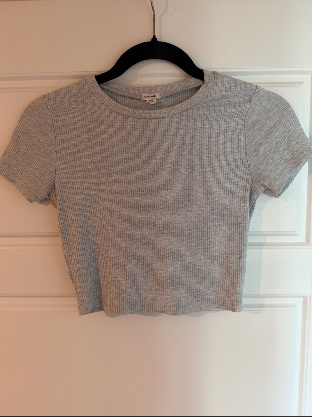 Garage Light Heather Gray Ribbed Crop Tee